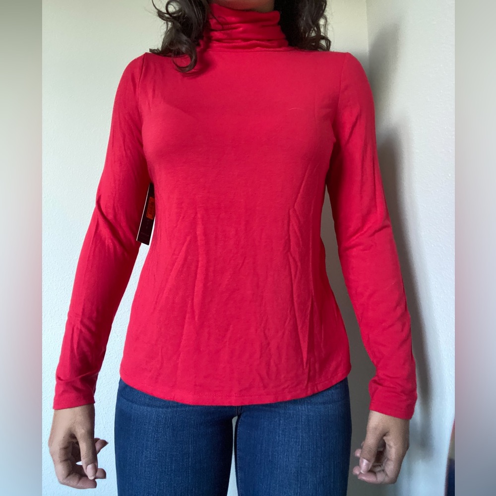 Flattering Red Turtleneck - Vintage Style